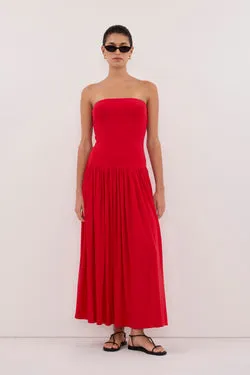 AVEN RED BANDEAU MAXI DRESS