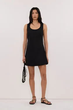 AURELI BLACK LINEN MINI DRESS