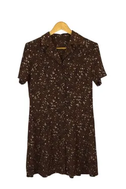 Reworked Brown Floral Print Dress