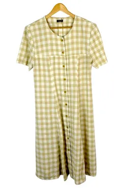 Beige Checkered Dress