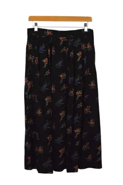 Black Floral Print Skirt