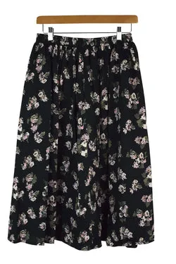 Black Floral Print Skirt