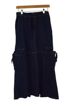 Reworked Denim Cargo Skirt