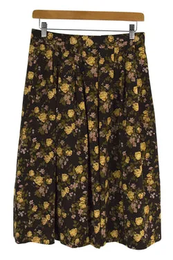 Reworked Yellow Rose Print Skirt