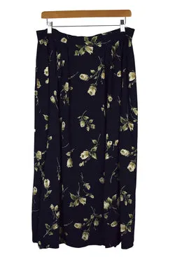 Navy Floral Print Skirt