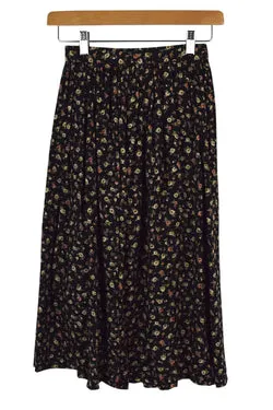 Reworked Black Floral Skirt