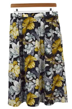 Reworked Leaf Floral Print Skirt