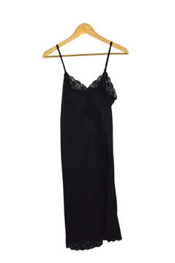 Black Lace-Detailed Slip Dress