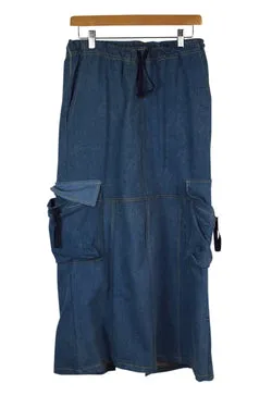 Reworked Denim Cargo Skirt