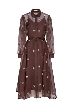 HIBA EMBELLISHED DRESS - GANACHE