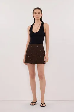 SYLVIE BITTER CHOC SUEDE MINI SKIRT