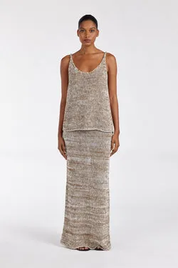 HEIDI TAN MARLE KNIT MIDI SKIRT