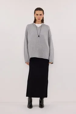 SOL BLACK KNIT MIDI SKIRT