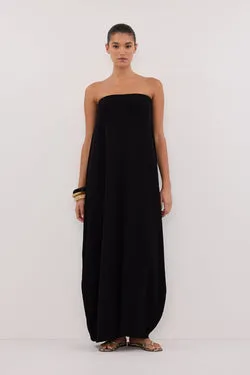 ALIAS BLACK TEXTURED KNIT STRAPLESS MIDI DRESS