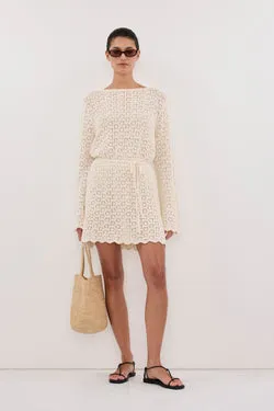 KEIRA NATURAL LONG SLEEVE KNIT MINI DRESS