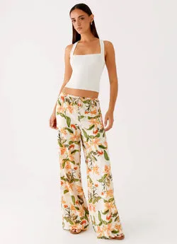 Dalida Linen Pants - Floral Print