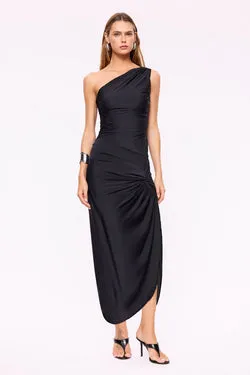 Cali One Shoulder Ruched Midi Dress