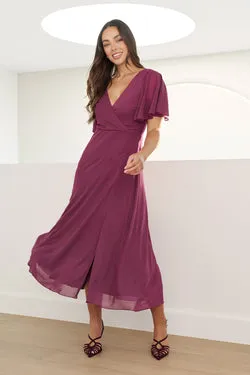Serane Maxi Dress in Plum Mesh