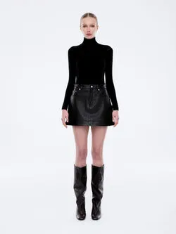 CORE LEATHER MINI SKIRT - Black