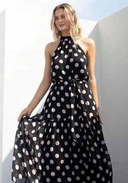 Evertime Polka Dot Halter Maxi Dress