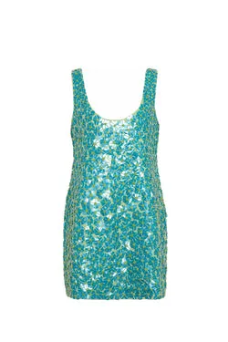 Sequinned Mini Dress - Sea Foam