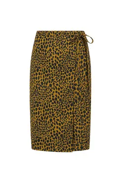 Cheetah Wrap Skirt Midi - Brown/Gold