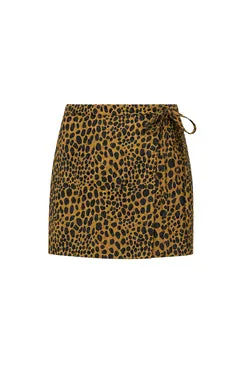 Cheetah Wrap Skirt Mini - Brown/Gold