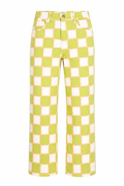 Airbrush Check Vacation Pant - Olive