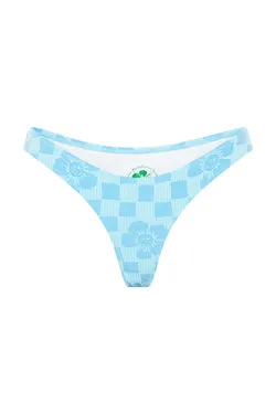 Happy Check Cheeky Bikini Bottom -  Sky Blue