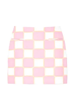 Check Airbrush Kokomo Skirt - Pink