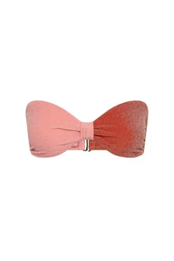Clam Shell Bandeau Bikini Top - Red/Peach