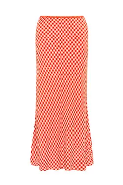 Gingham Slip Skirt - Red