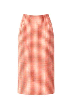 Gingham Maxi Split Skirt - Red