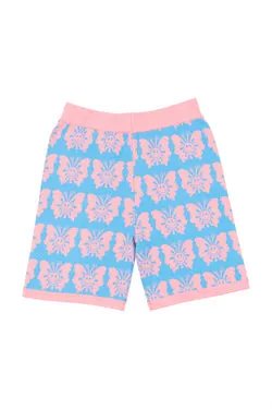 Happy Butterfly Knit Short - Blue/Pink