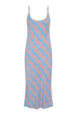 Happy Butterfly Slip Dress - Blue/Pink