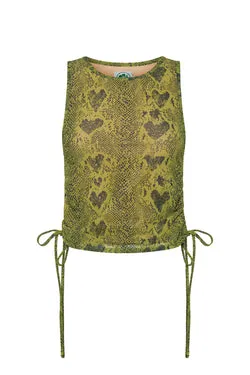 Heart Snake Mesh Tank Top - Olive
