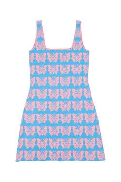 Happy Butterfly Knit Dress - Pink/Blue