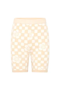 Happy Check Knit Shorts - Sand