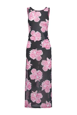 La Rose Mesh Midi Dress