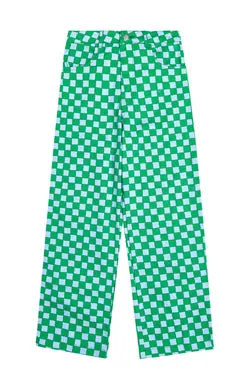 Check Vacation Pant - Green Blue
