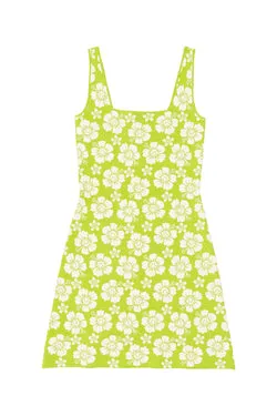 Happy Hibiscus Knit Dress - Olive