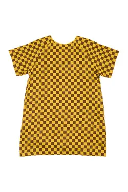 Check Beach Dress - Brown/Gold