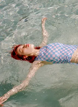 Check Mesh Tank Top - Blue/Pink