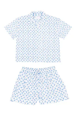Dolphin Short Resort Set - White/Blue