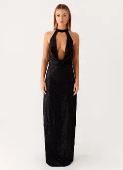 Empire Sequin Maxi Dress - Black