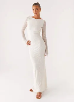 Ethereal Long Sleeve Maxi Dress - Ivory