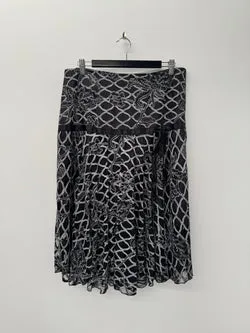 Vintage CKM black printed midi skirt - Size 16