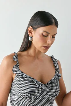 Rosalia Bias Cut Maxi Dress Black Check