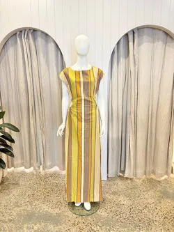 Soleil Soleil Linen Joey Dress in Stripe - Size L (12)