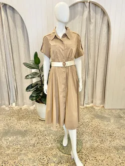 Country Road Camel Linen Midi Skirt - Size 10